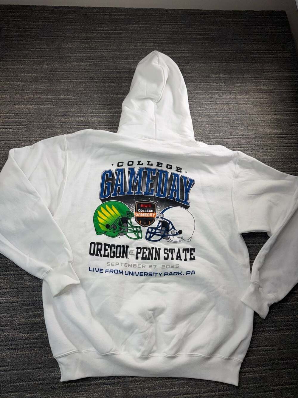 ESPN College GameDay Oregon vs Penn State Commemorative Hoodie White - New with